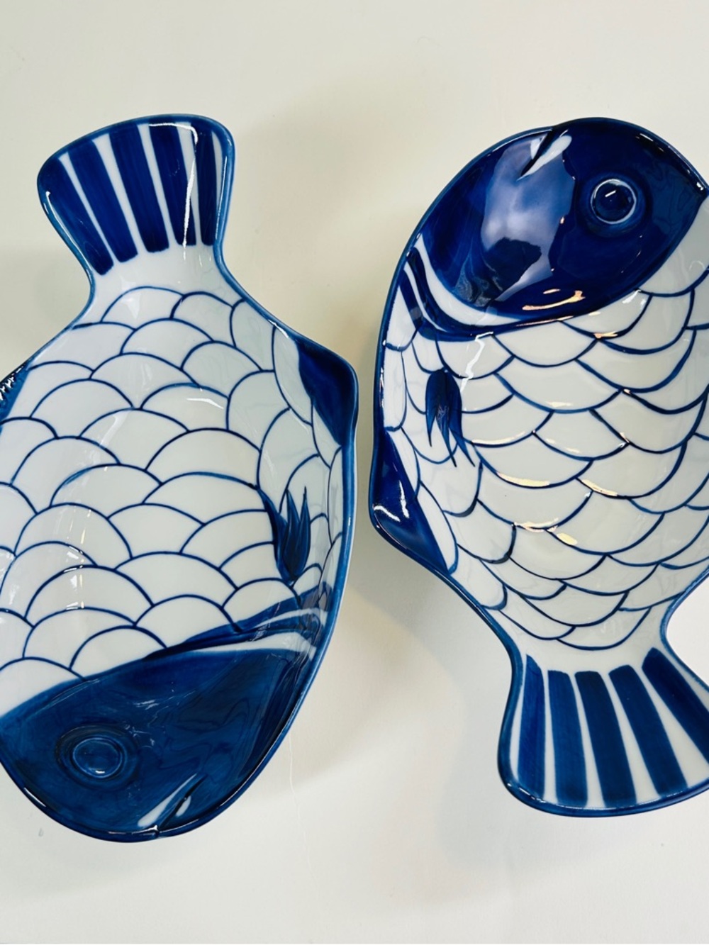 Vintage Dansk Arabesque Blue White Fish Bowls Scandinavian Serving Set Decor 201